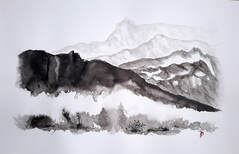 La porte des montagnes, dessin de Jules Morissette